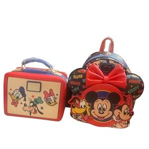 Loungefly Disney Mickey and Friends Red and Blue Backpack Set